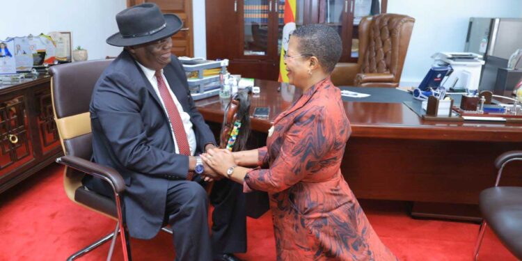 Speaker Anita Among hosts the Emorimor, Papa Paul Sande Emolot